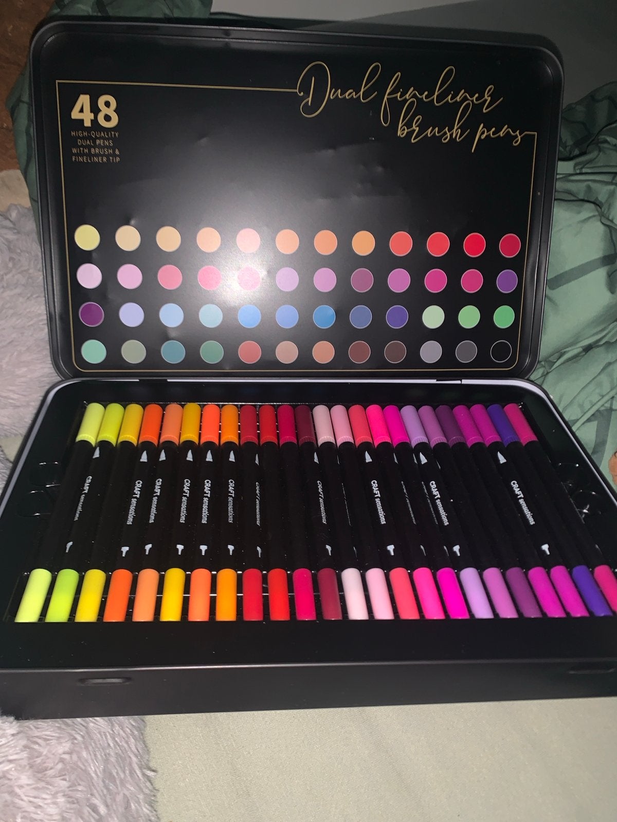 48 Dual Fineliner Brush Pens - Nieuw in blik, Ophalen, Zo goed als nieuw, Potlood of Stift