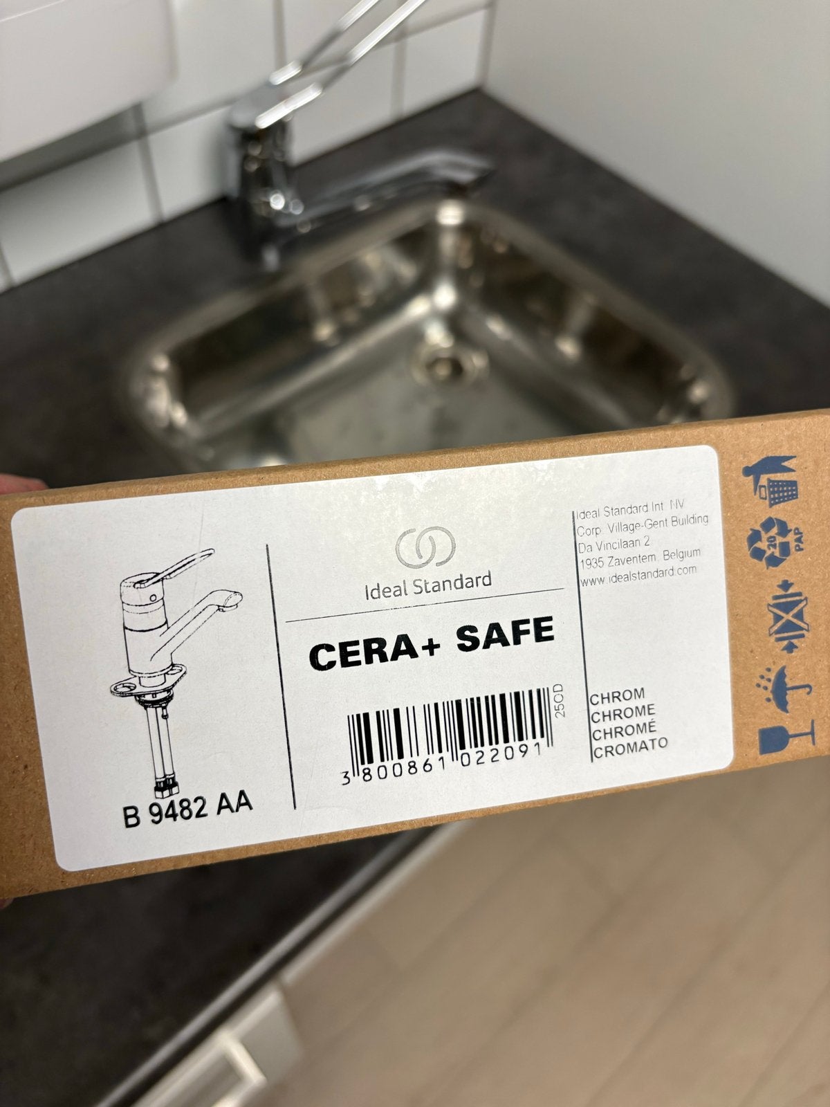 Ideal Standard CERA+ SAFE Kraan B 9482 AA Chroom, Ophalen of Verzenden, Nieuw, Chroom, Kraan