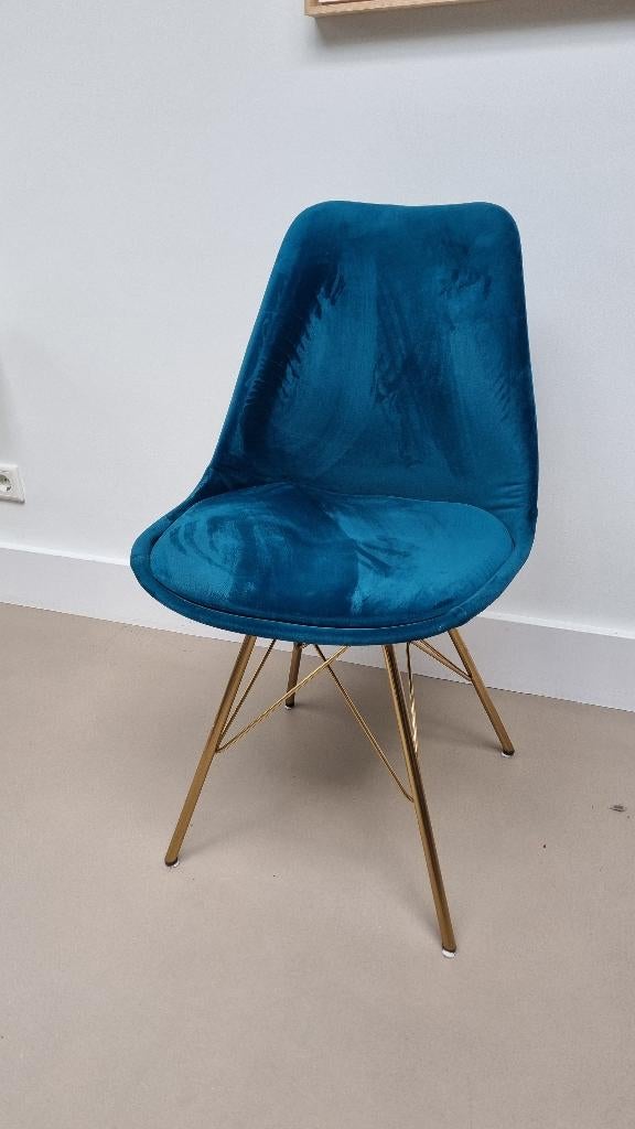 Kick kuipstoel Velvet - Blauw / Groen, Huis en Inrichting, Ophalen, Gebruikt, Twee, Blauw