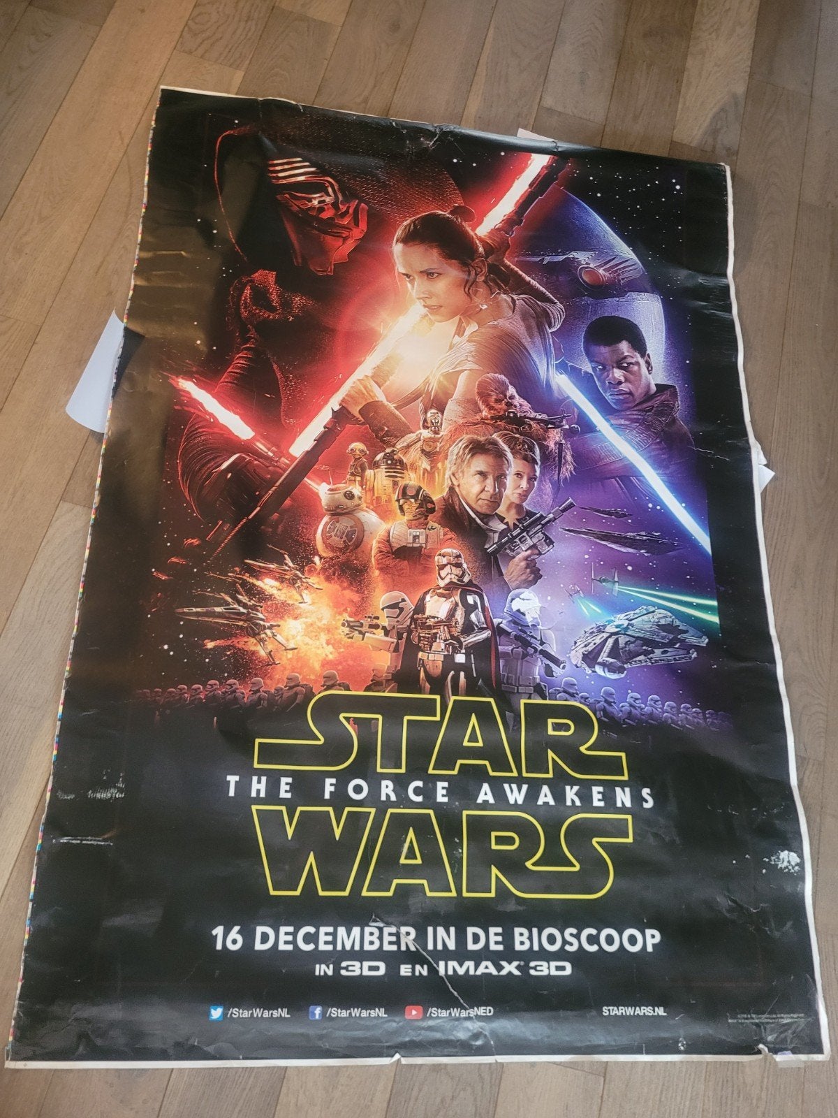 Star Wars: The Force Awakens bioscoop poster (173x119cm), Ophalen, Deurposter of groter, Film en Tv, Rechthoekig Staand