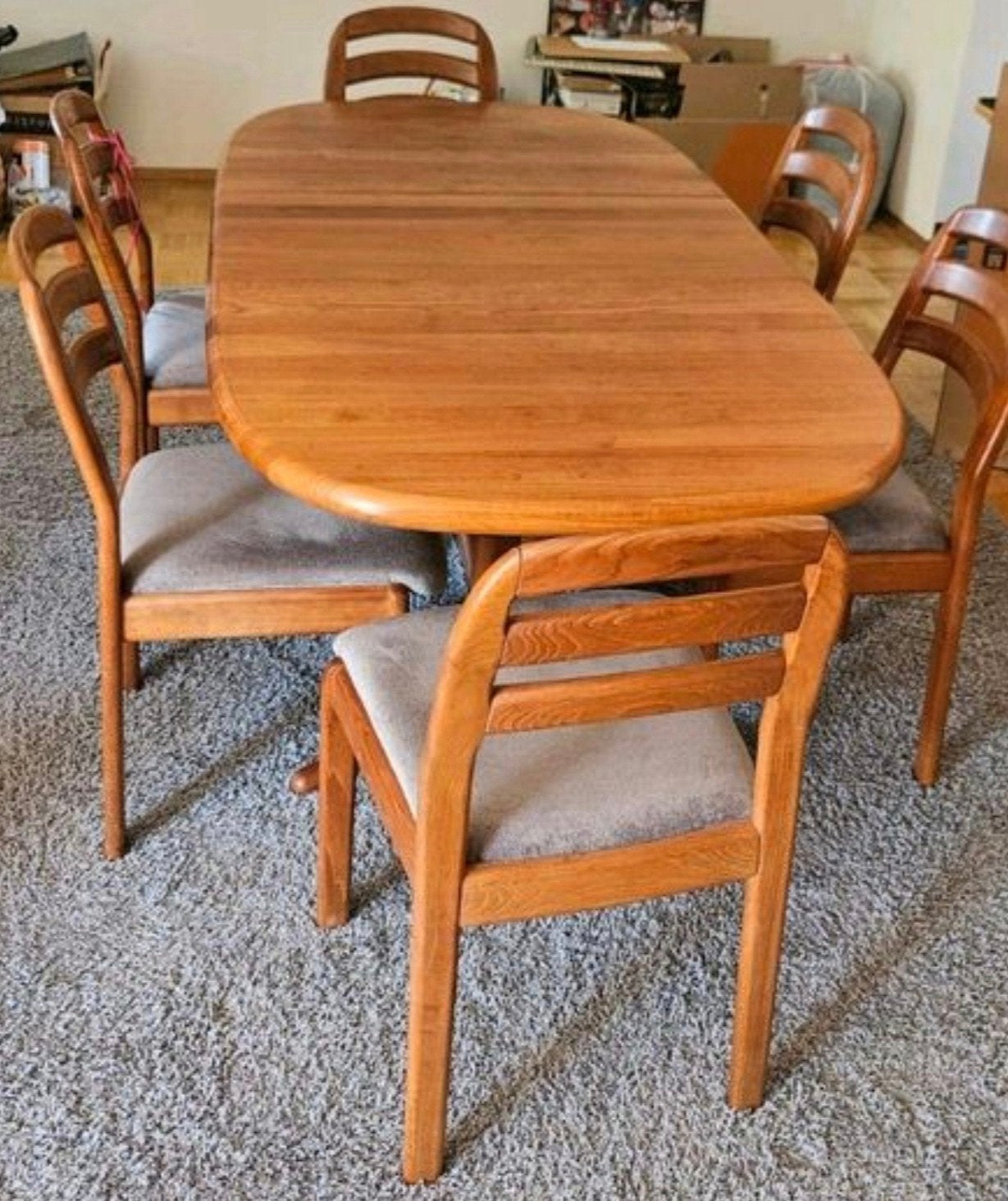 Deense Dyrlund vintage massief teak eethoek, Ophalen, Gebruikt, 4 tot 6 stoelen