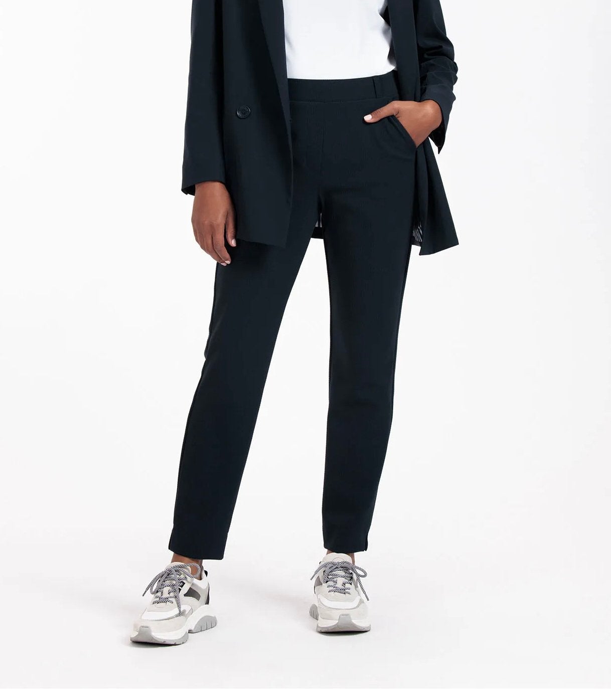 Studio Anneloes Anne bonded broek blauw structure travel M, Kleding | Dames, Broeken en Pantalons, Maat 38/40 (M), Blauw, Ophalen of Verzenden
