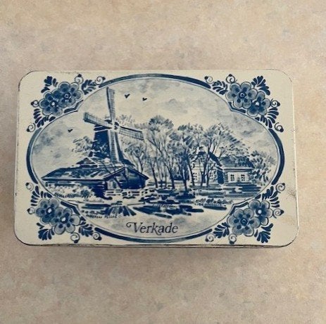 Tin/Blik/Trommel Vintage Delfts Blauw Koekblik van Verkade, Verzamelen, Blikken, Ophalen of Verzenden, Gebruikt, Koek(jes), Verkade