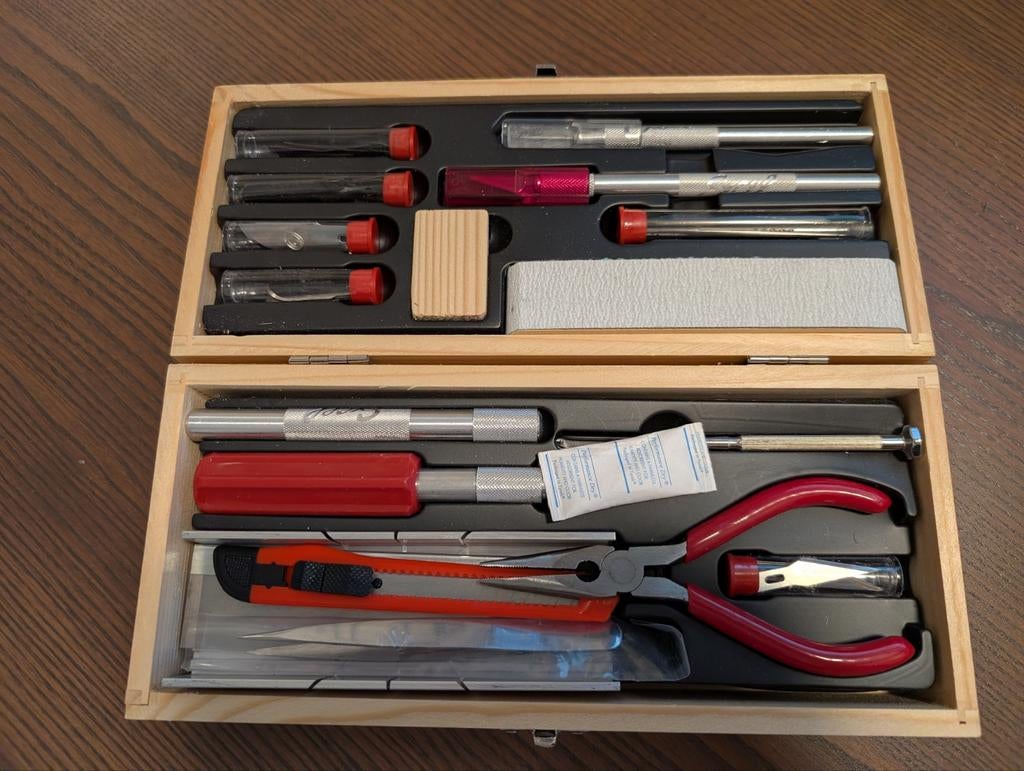 Excel tools 44291 hobbymessenset in houten kistje, Ophalen of Verzenden, Nieuw