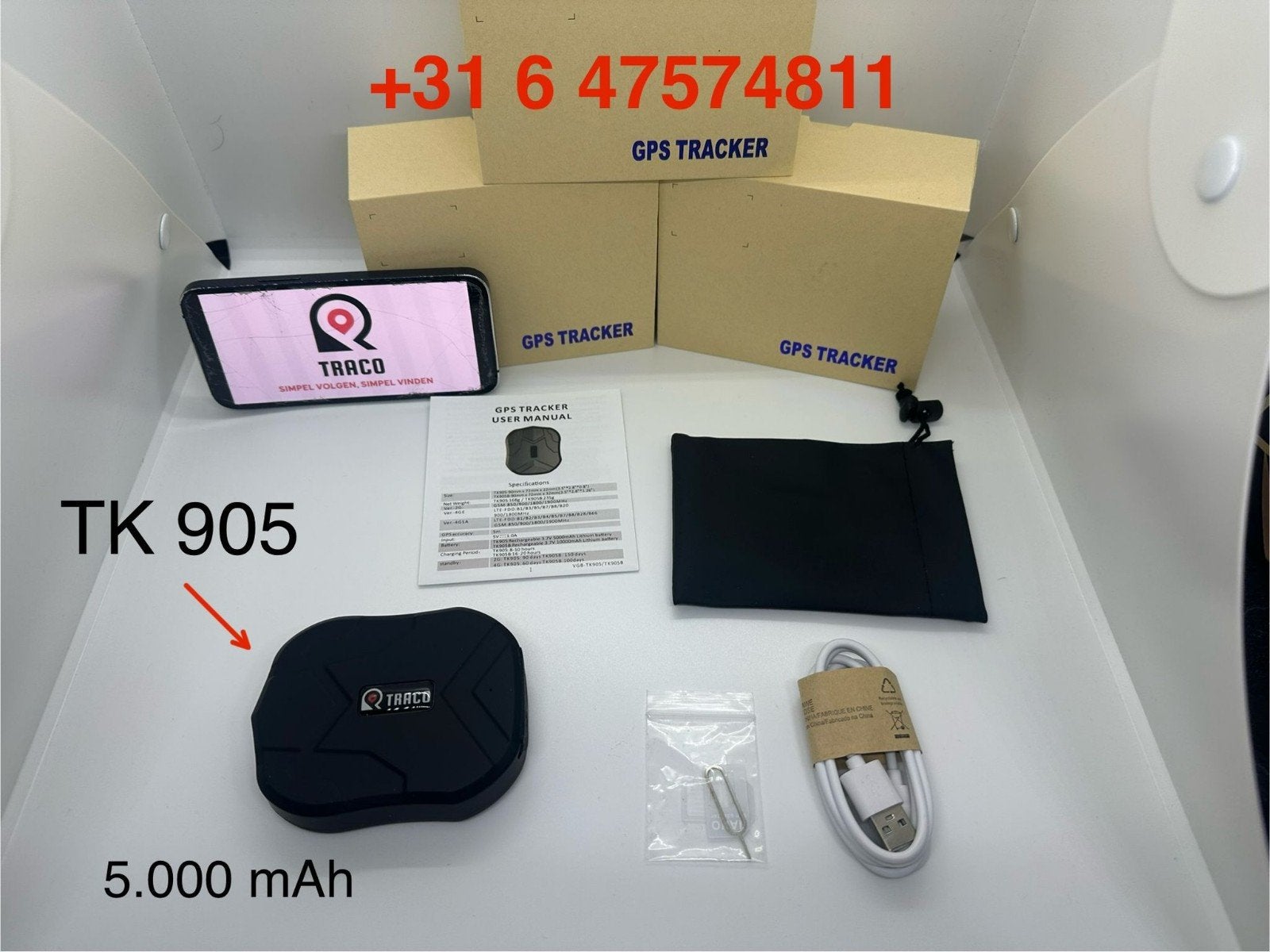 Foto 2 van GPS Tracker TKSTAR 4G TK918C, TK905B TK905 - Magneet en App