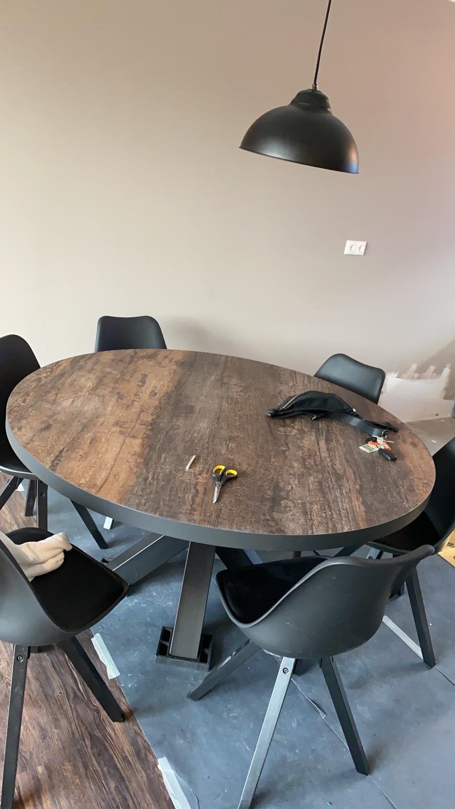 Silvares Ronde Eettafel - Ø 77x150 cm, Zwart Onderstel, Huis en Inrichting, Ophalen, Gebruikt, 100 tot 150 cm, Rond