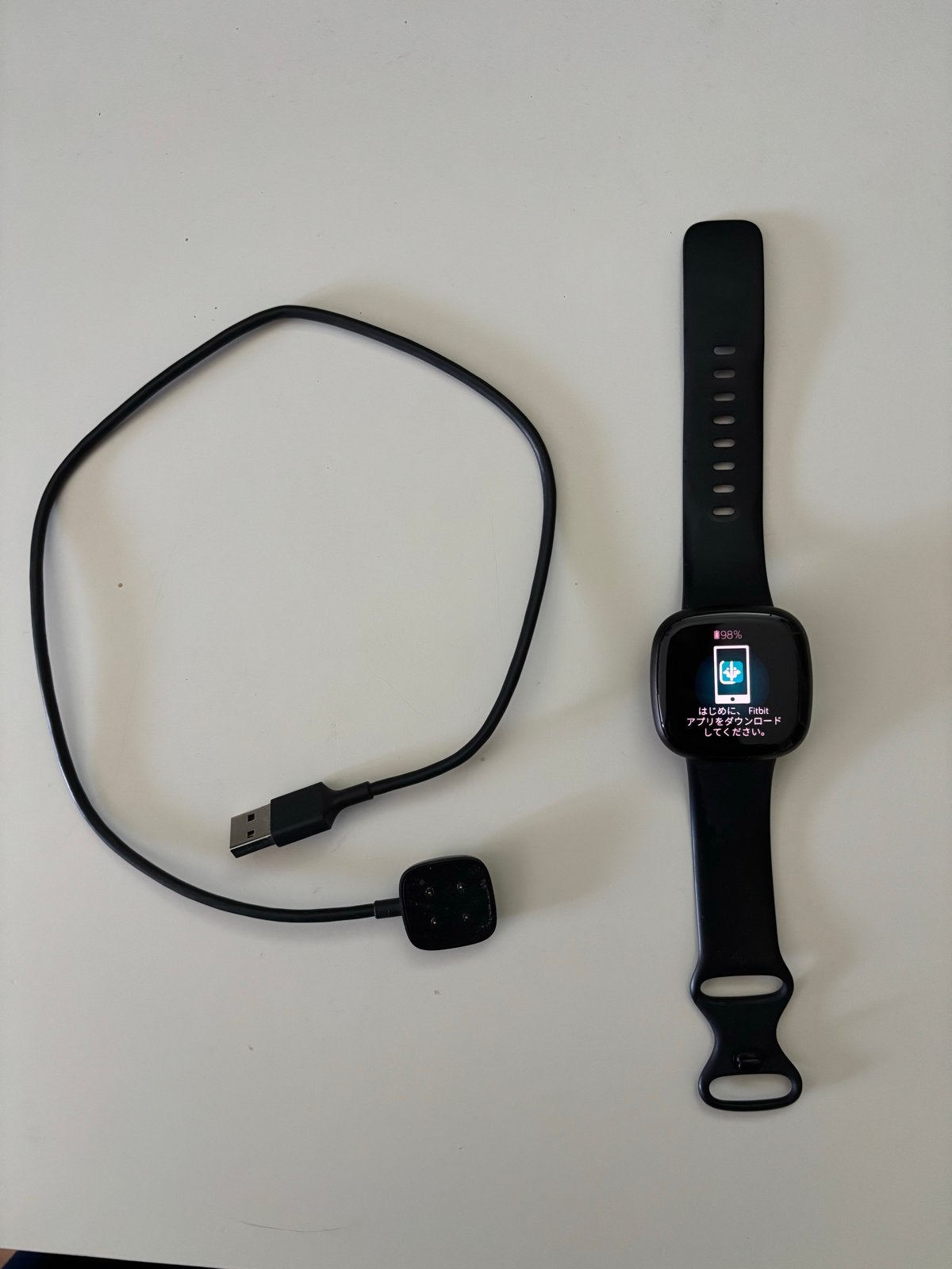 Fitbit Versa 3 Smartwatch Zwart met Oplader, Ophalen of Verzenden, Gebruikt, Zwart