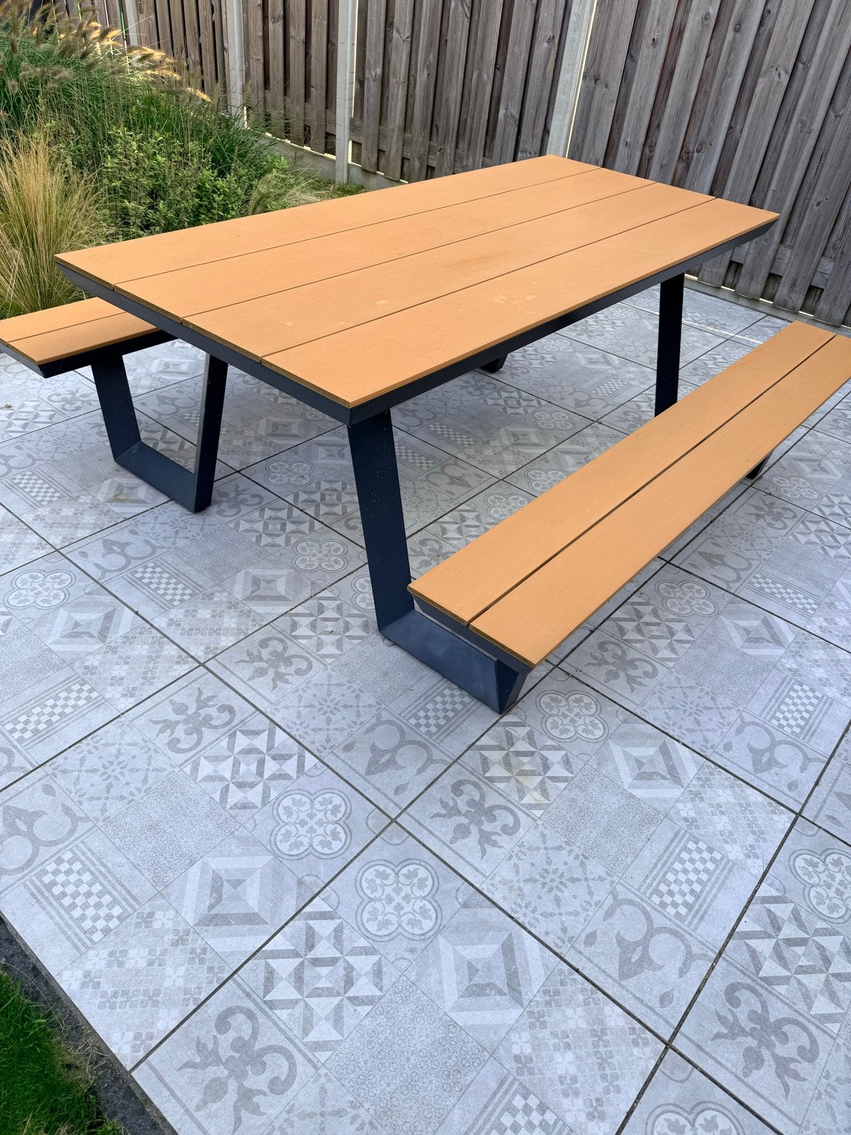 picknicktafel aluminium + polywood 200cm, Tuin en Terras, Ophalen, Zo goed als nieuw, Rechthoekig, Aluminium