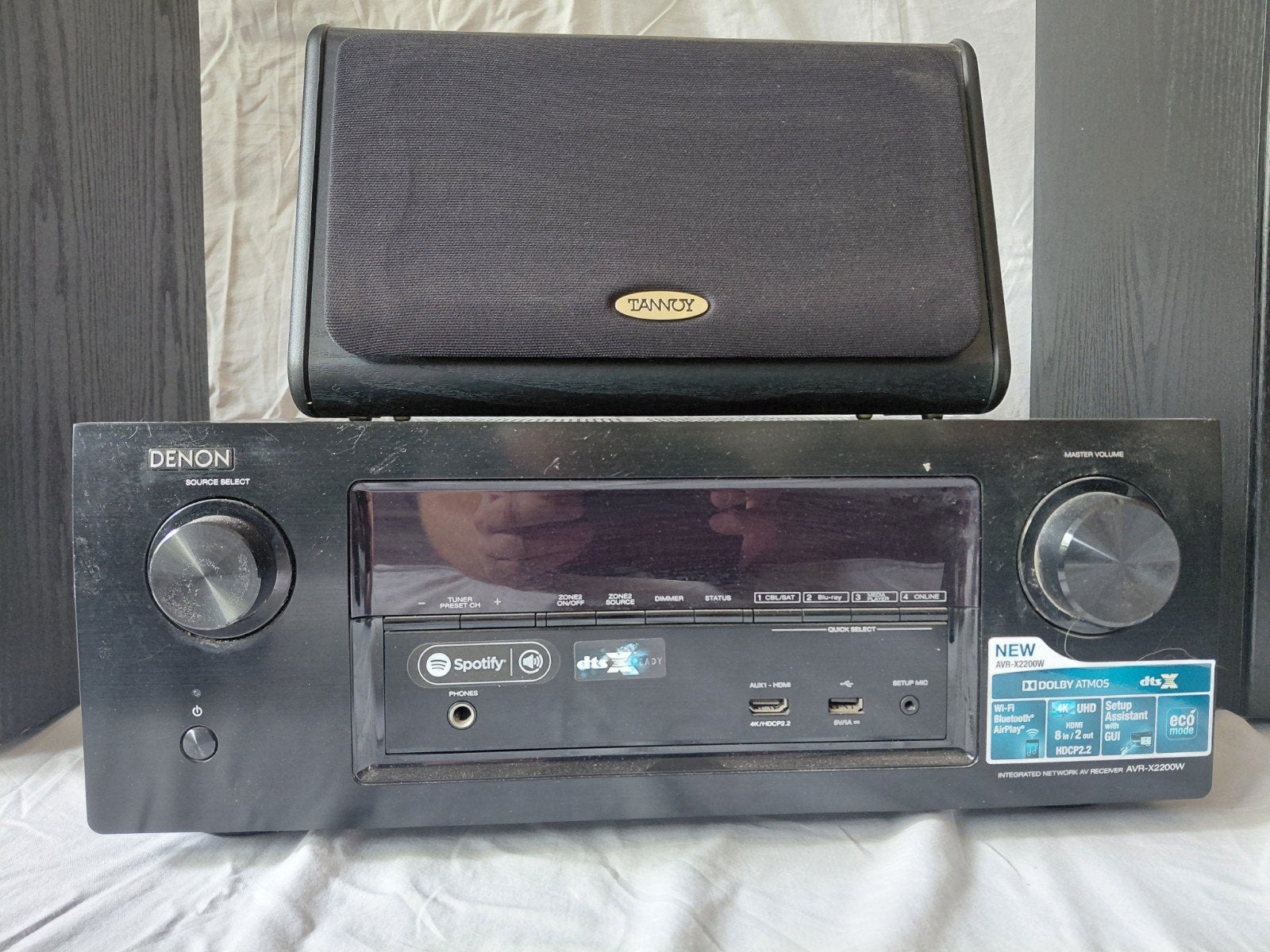 Denon AVR-X2200W Receiver met 5 speakers, incl. 6-cdspeler, Ophalen, Gebruikt, Denon, 60 tot 120 watt