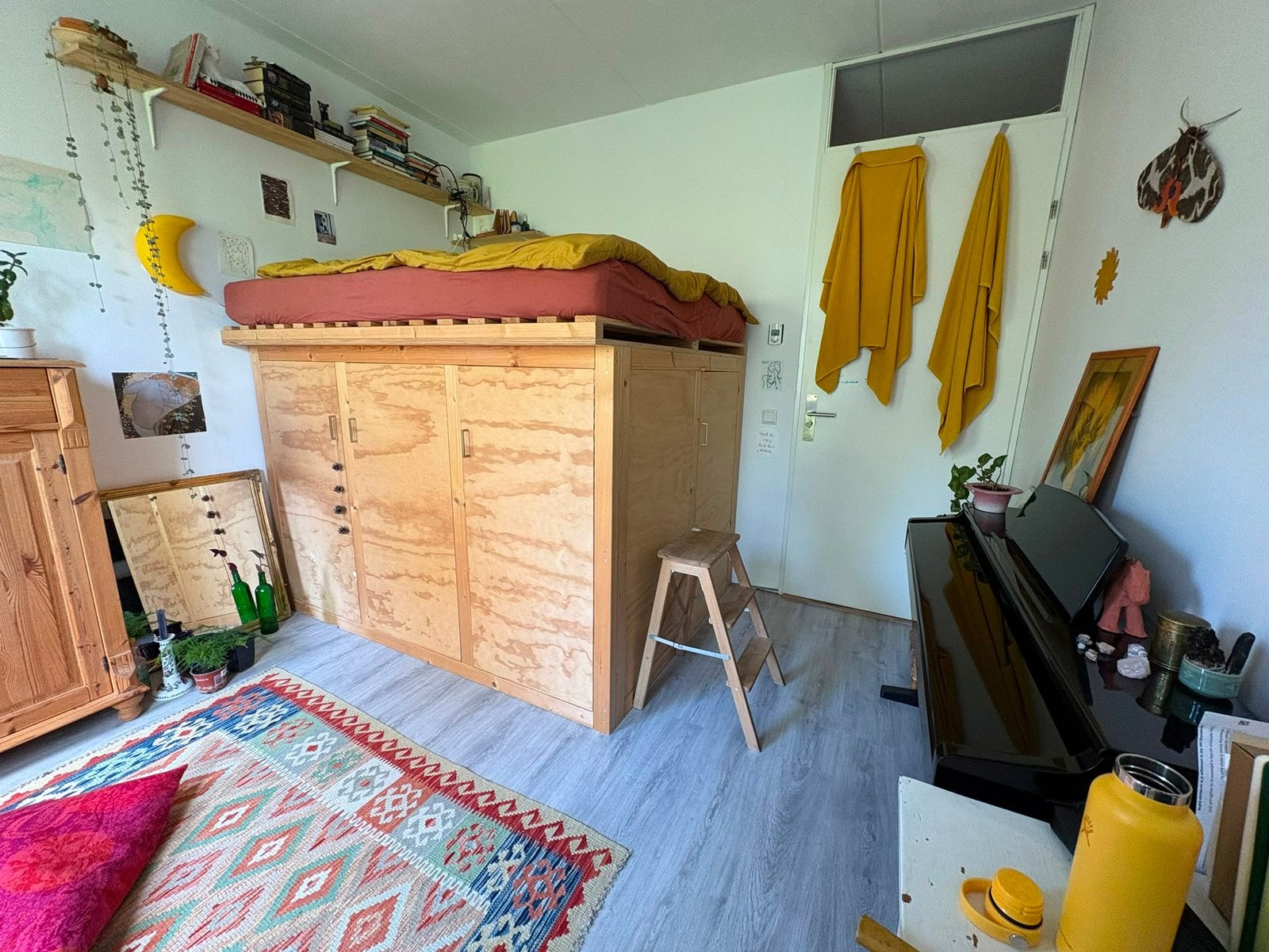 Bed-kast combinatie aangeboden, Huis en Inrichting, Ophalen, Zo goed als nieuw, Tweepersoons, Hoogslaper