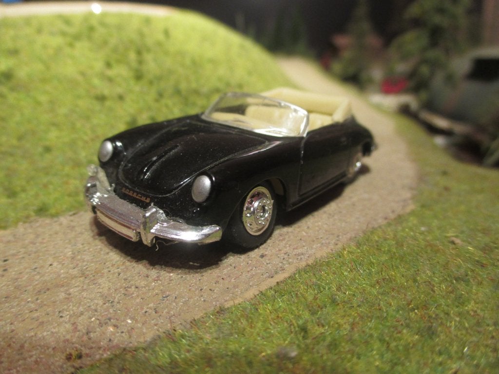1:55 Porsche 356 A Cabriolet - Welly zwart met wieldoppen, Ophalen of Verzenden, Zo goed als nieuw, Auto