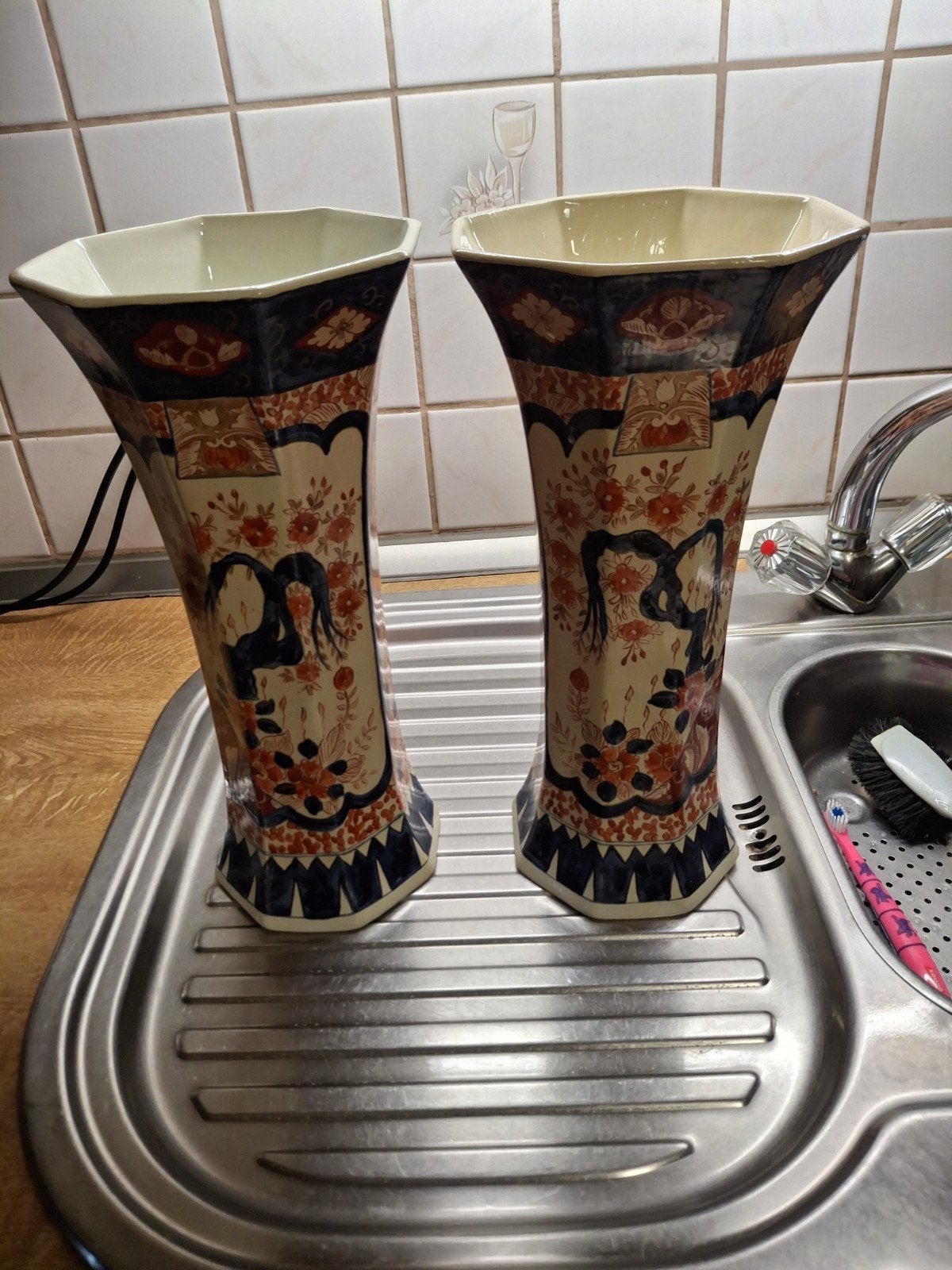 2 imari vazen  gaaf hoogte  33cm, Ophalen of Verzenden