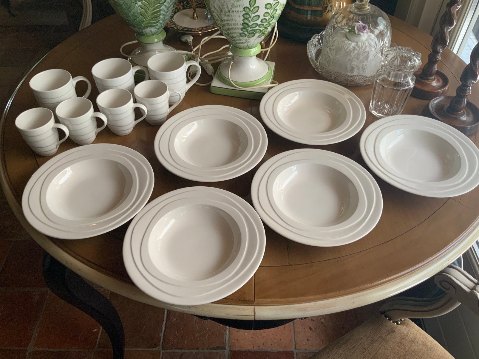 Jamie Oliver waves 6 diepe borden 4 senseo 3 grote bekers, Ophalen of Verzenden, Nieuw, Porselein, Overige stijlen