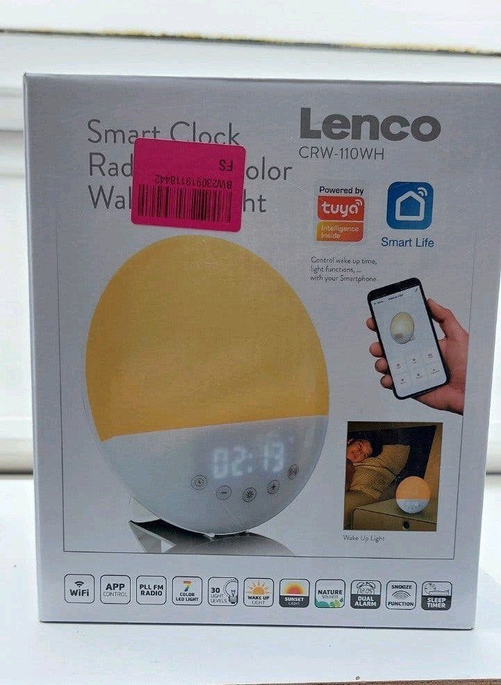 Lenco CRW-110WH smart clock + wekkerradio + lamp, Witgoed en Apparatuur, Wekkers, Ophalen, Nieuw, Digitaal
