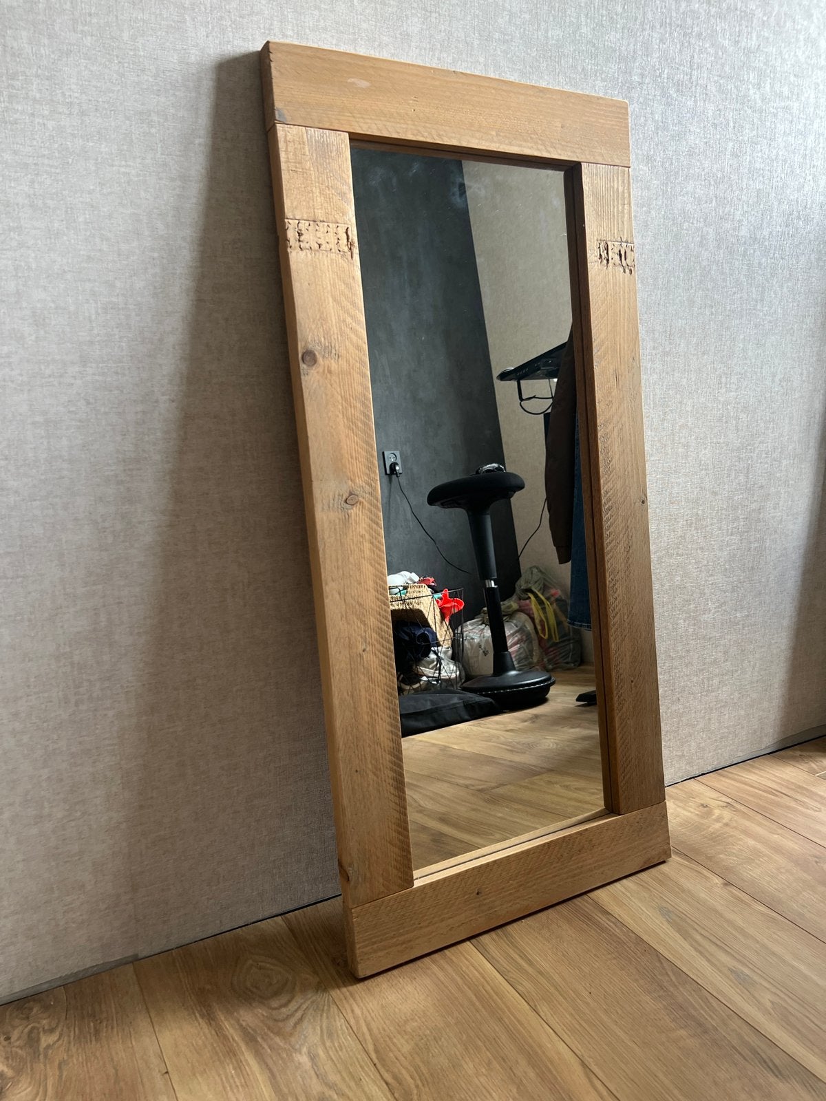 Steigerhouten landelijke spiegel 98 x 52 cm, Huis en Inrichting, Woonaccessoires | Spiegels, Ophalen