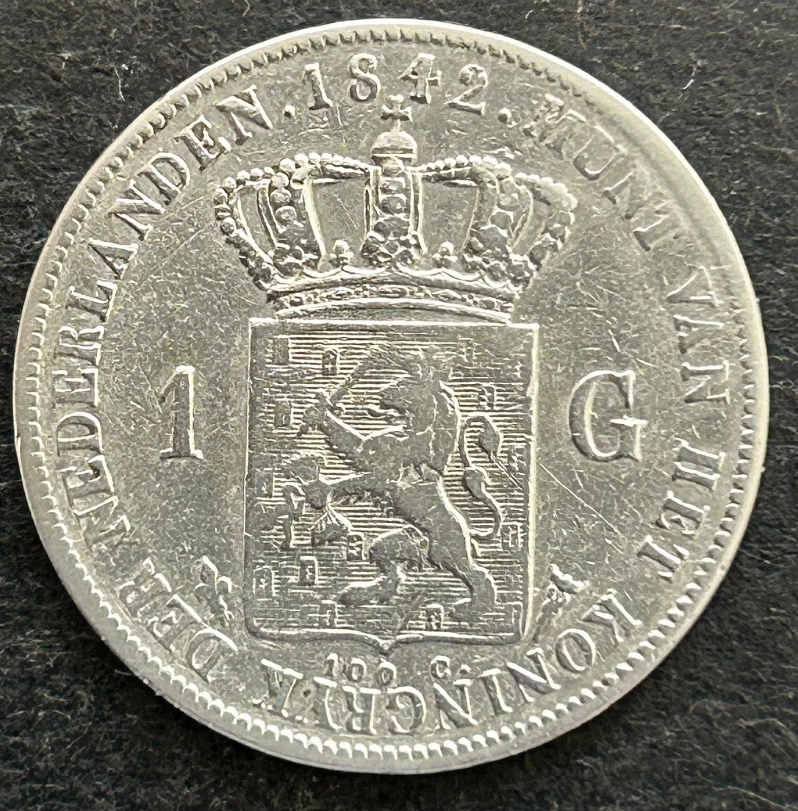 Fraaie zeldzame gulden 1842 met kort borstbeeld, Postzegels en Munten, Munten | Nederland, 1 gulden, Zilver, Ophalen of Verzenden
