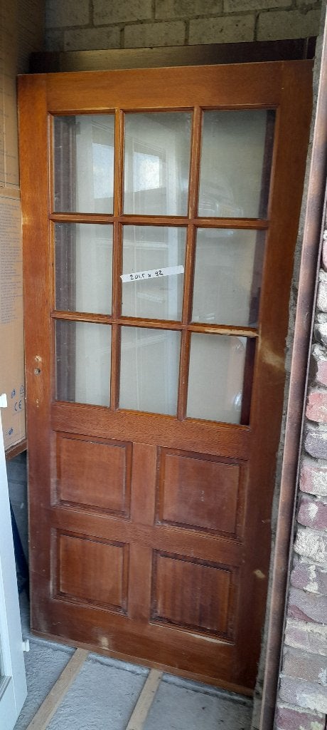 Merantie binnendeur met glas, Ophalen, Gebruikt, 80 tot 100 cm, Binnendeur