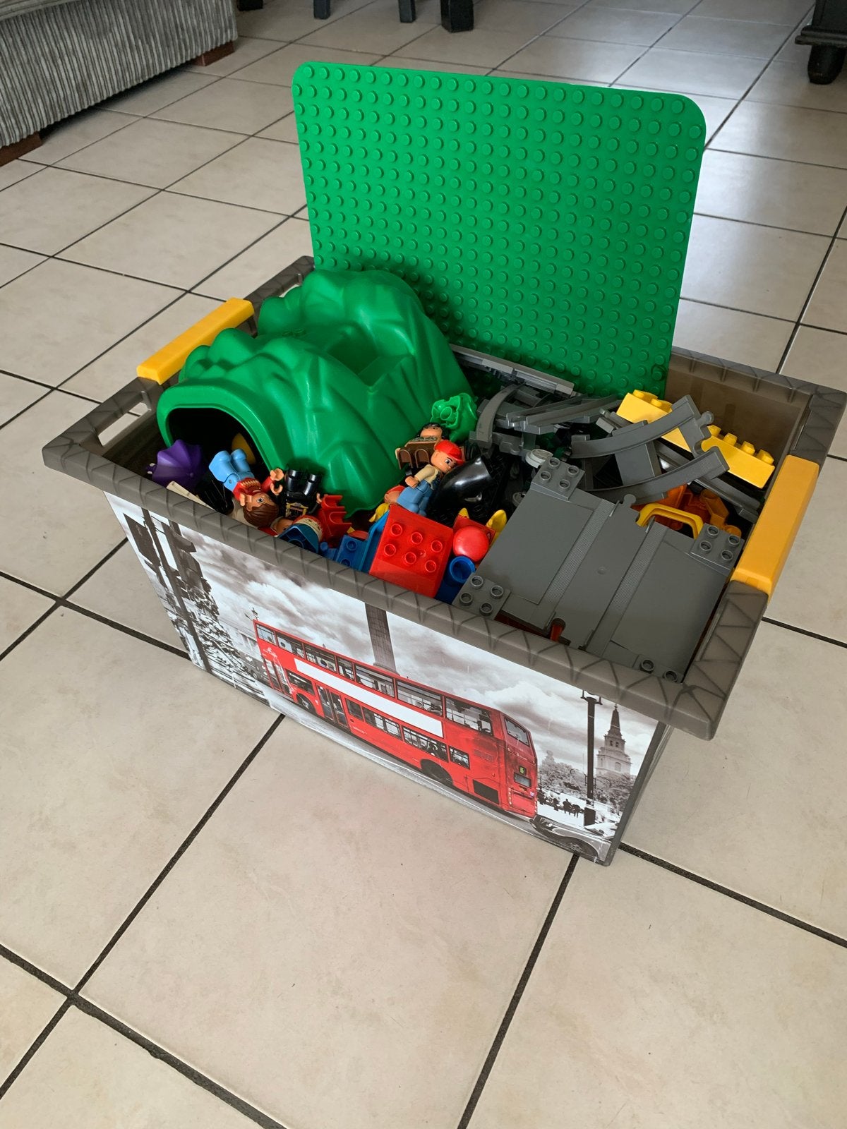 Grote partij LEGO Duplo met treinbaan en figuren, Ophalen, Gebruikt, Overige thema's, Duplo