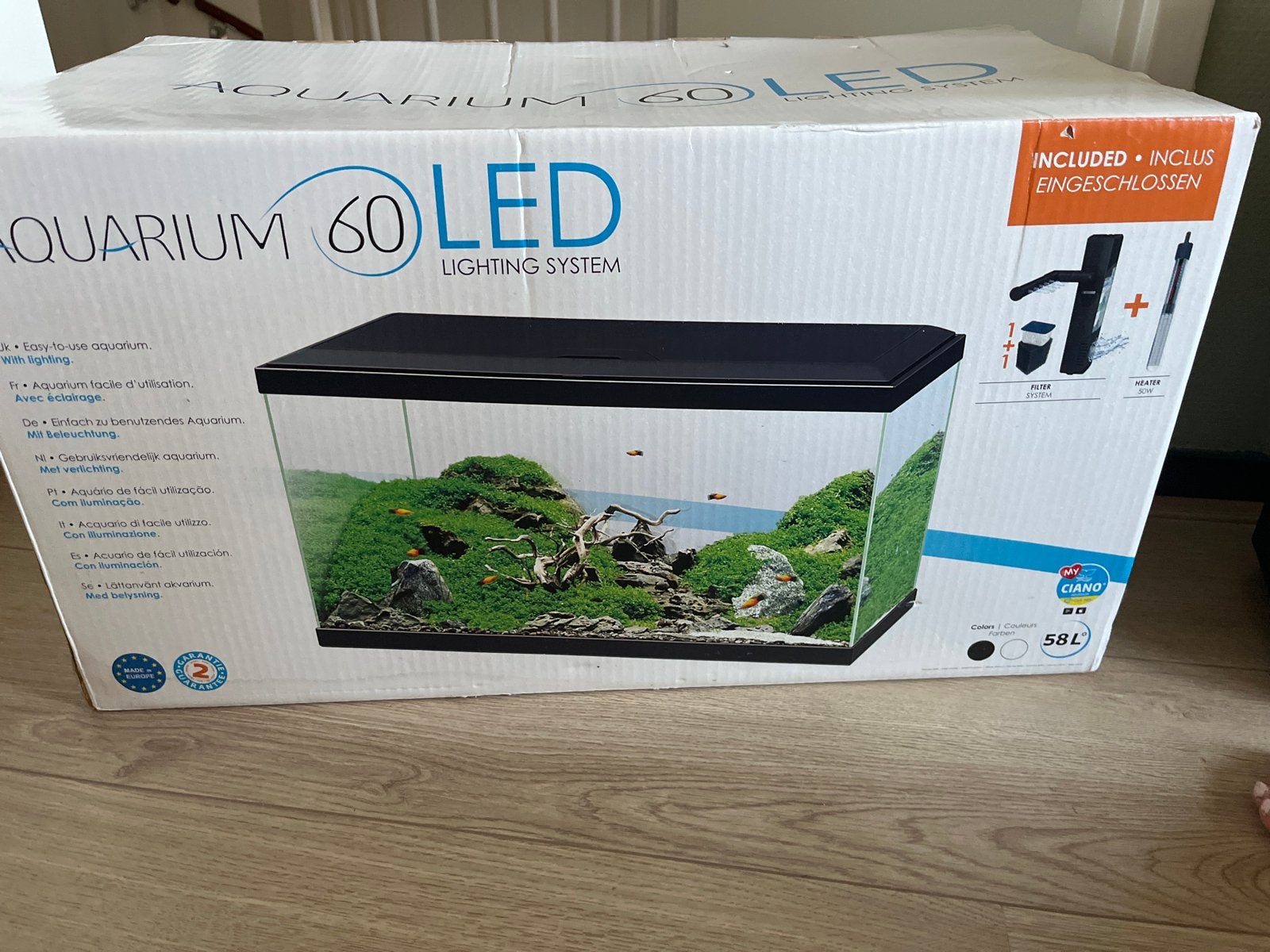 Aquarium 60 LED inclusief grind, Ophalen, Leeg aquarium