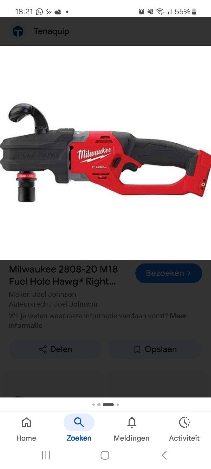 Gezocht: Milwaukee snelkoppeling 7/16, Ophalen of Verzenden, Boormachine