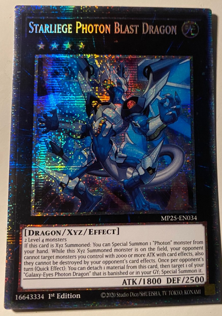 Yu-Gi-Oh! Starliege Photon Blast Dragon MP25 1st Edition !, Ophalen of Verzenden, Zo goed als nieuw, Losse kaart, Foil