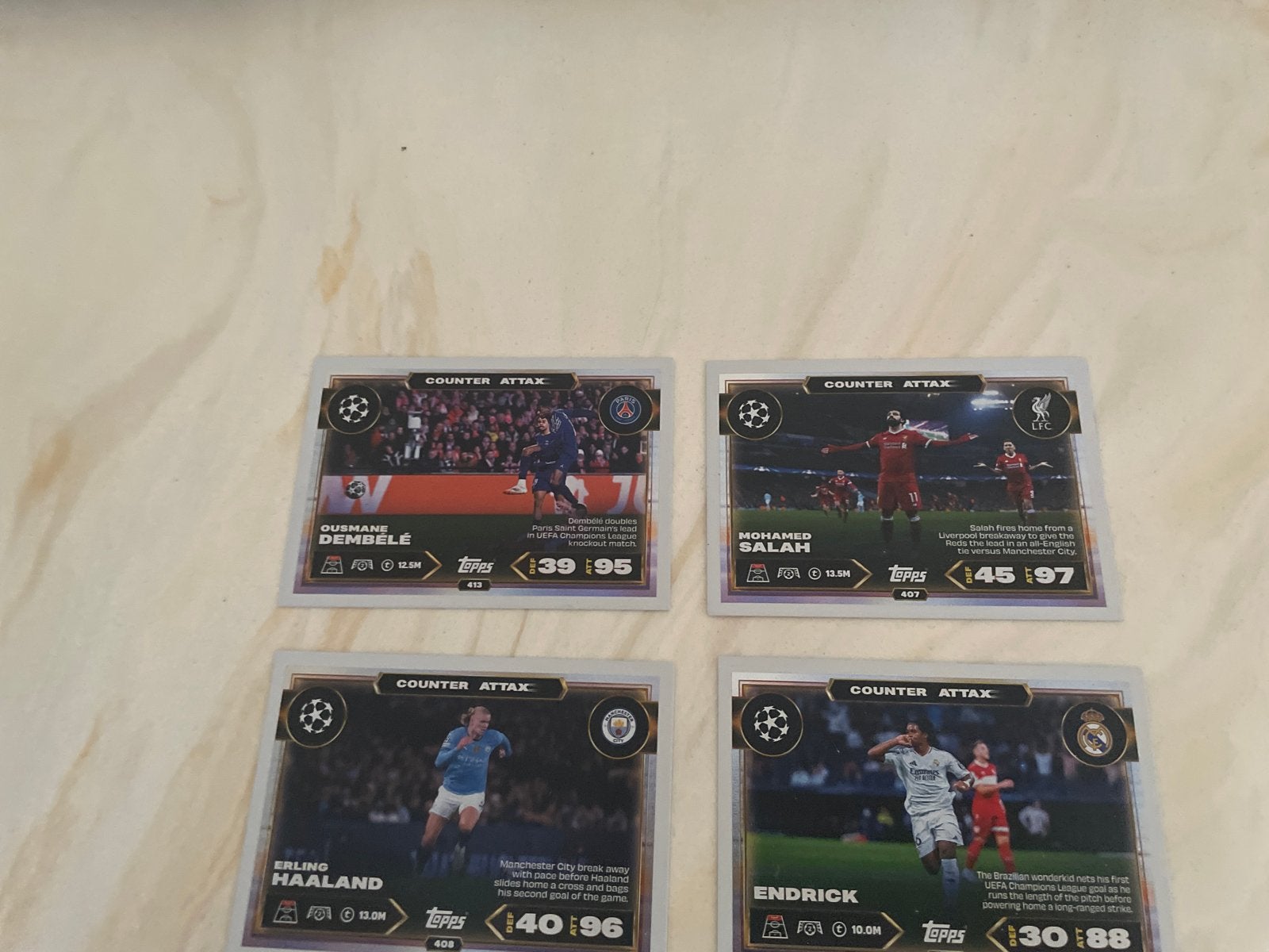 Topps Match Attax Champions League Kaarten - 4 stuks, Ophalen of Verzenden, Zo goed als nieuw, Buitenlandse clubs, Spelerskaart
