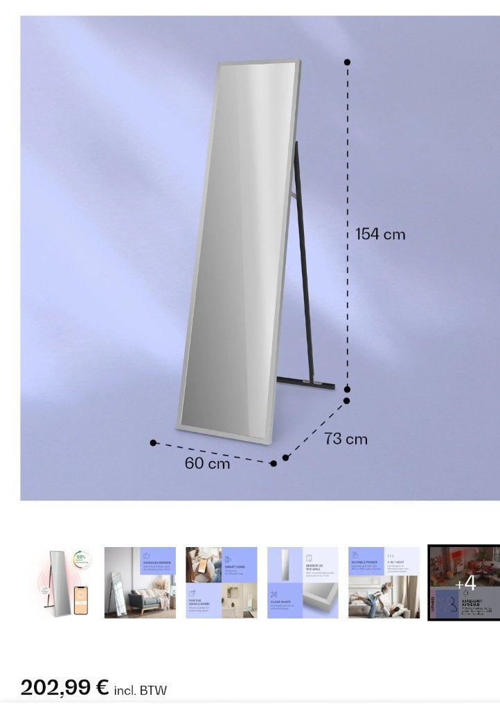 infrarood verwarming / spiegel, Ophalen, Minder dan 50 cm, Zo goed als nieuw, 150 tot 200 cm