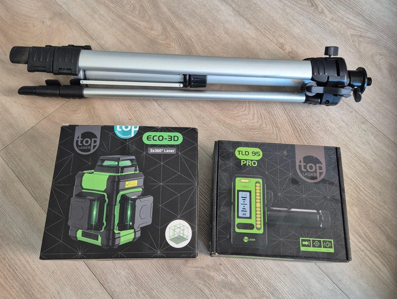 Lijnlaser 3x360 Groen, complete set, Ophalen of Verzenden, Zo goed als nieuw