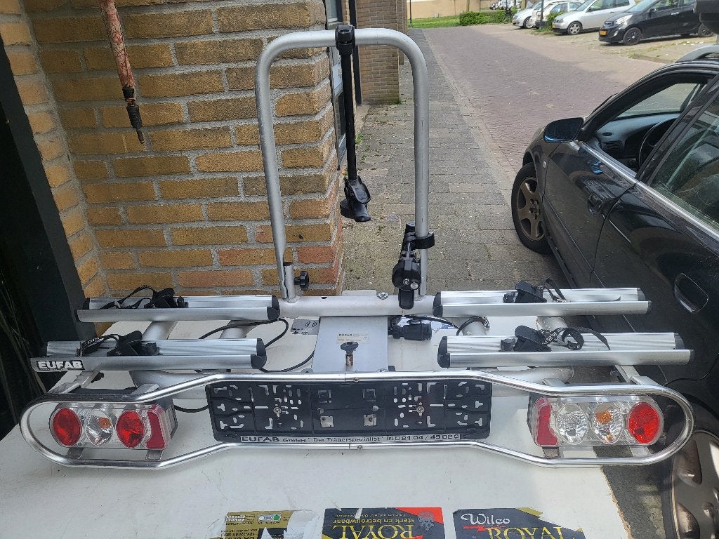 Fietsendrager Eufab alminium voor 2 fiers, Auto diversen, Ophalen, Zo goed als nieuw, Trekhaakdrager