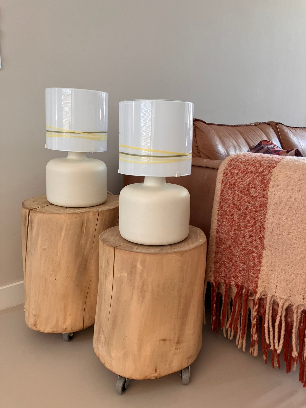2 Retro/Vintage lampen collectors item ikea jaren 80, Huis en Inrichting, Lampen | Lampenkappen, Ophalen, Zo goed als nieuw, Rond