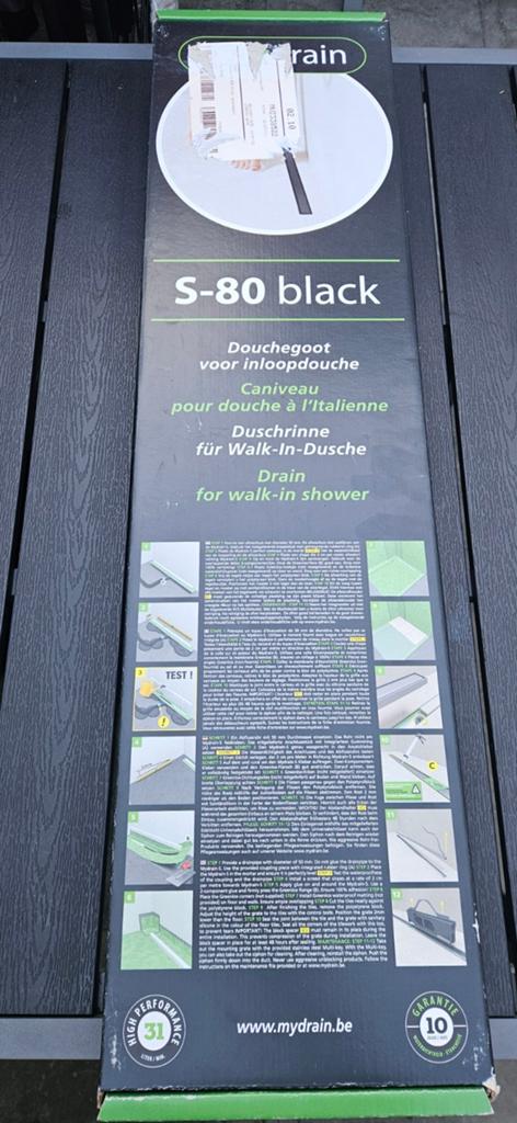 Mydrain S-80 Black Douchegoot voor inloopdouche, Ophalen, Nieuw, Douche