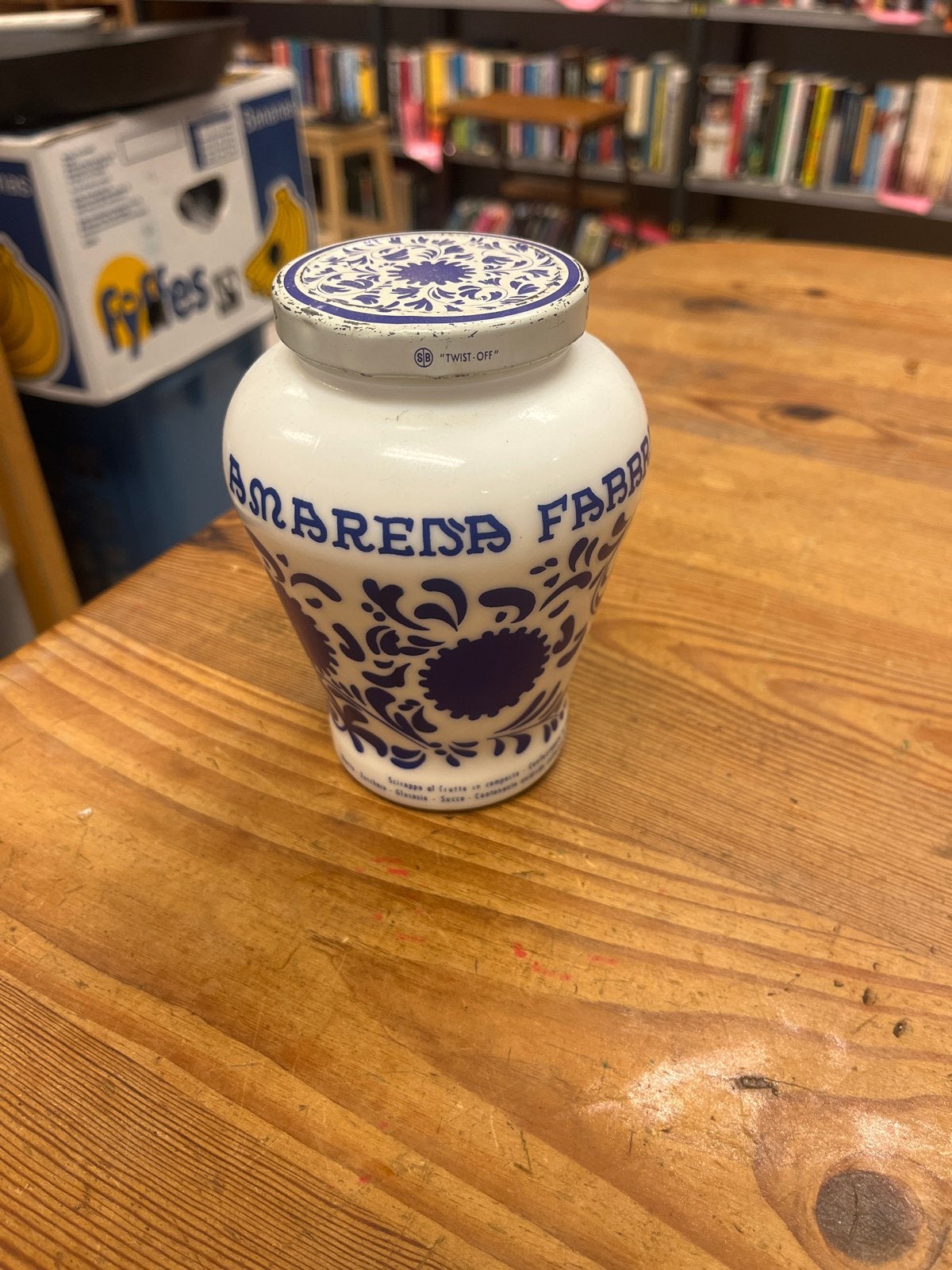 Vintage Fabbri Amarena potje - Blauw/Wit, Ophalen of Verzenden