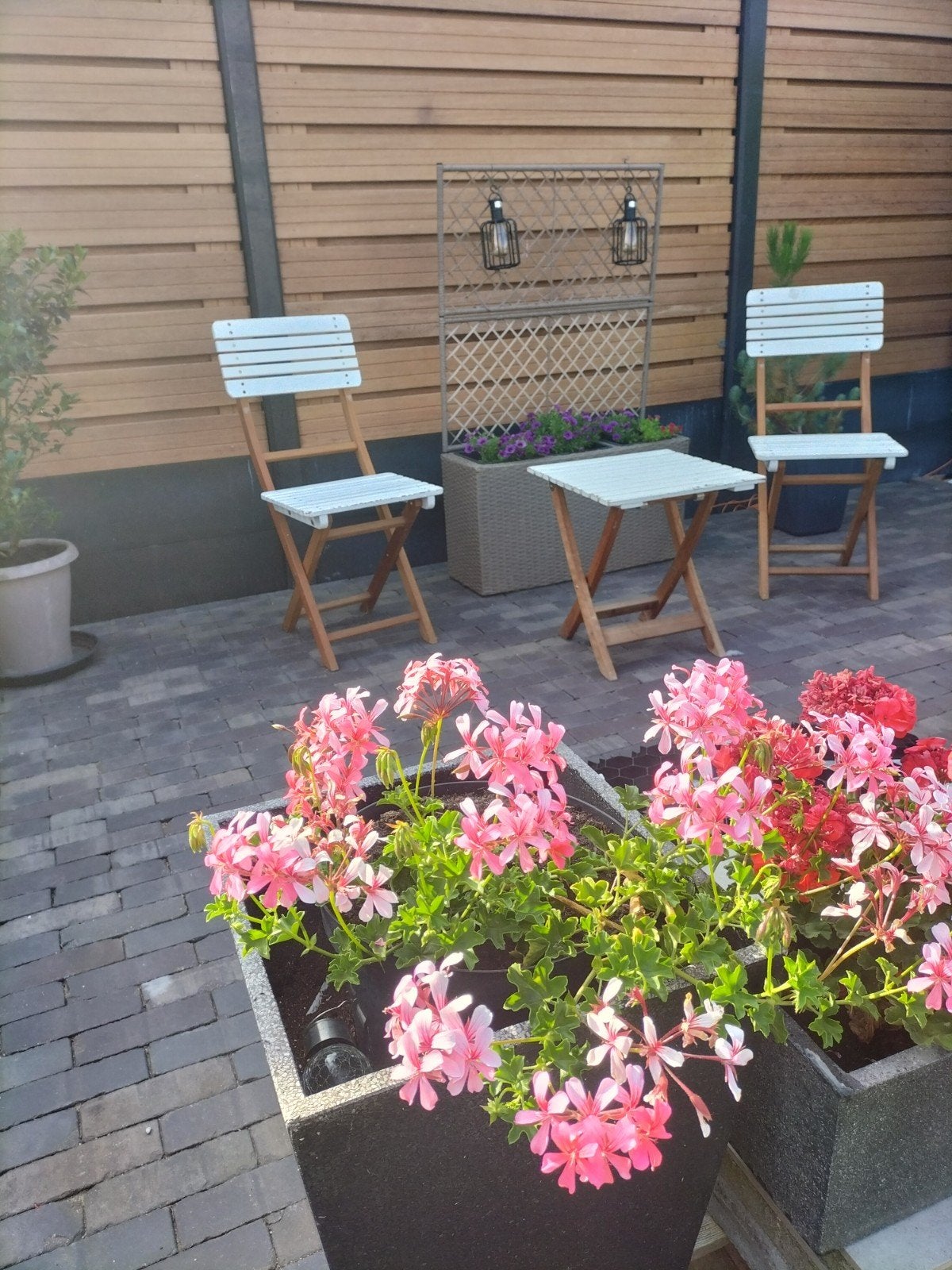 Compacte houten bistro set - wit/naturel, Gebruikt, Tuinset, Hout, Eettafel