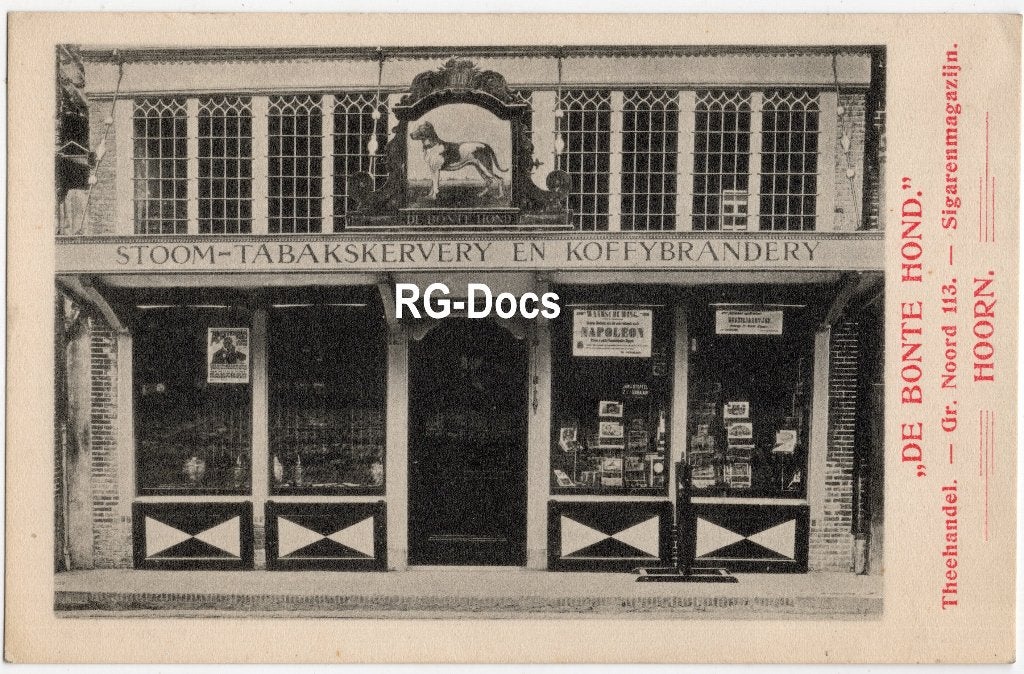Ansichtkaart - Briefkaart Winkel De Bonte Hond Hoorn 1920, Ophalen of Verzenden, Voor 1920, Ongelopen, Noord-Holland