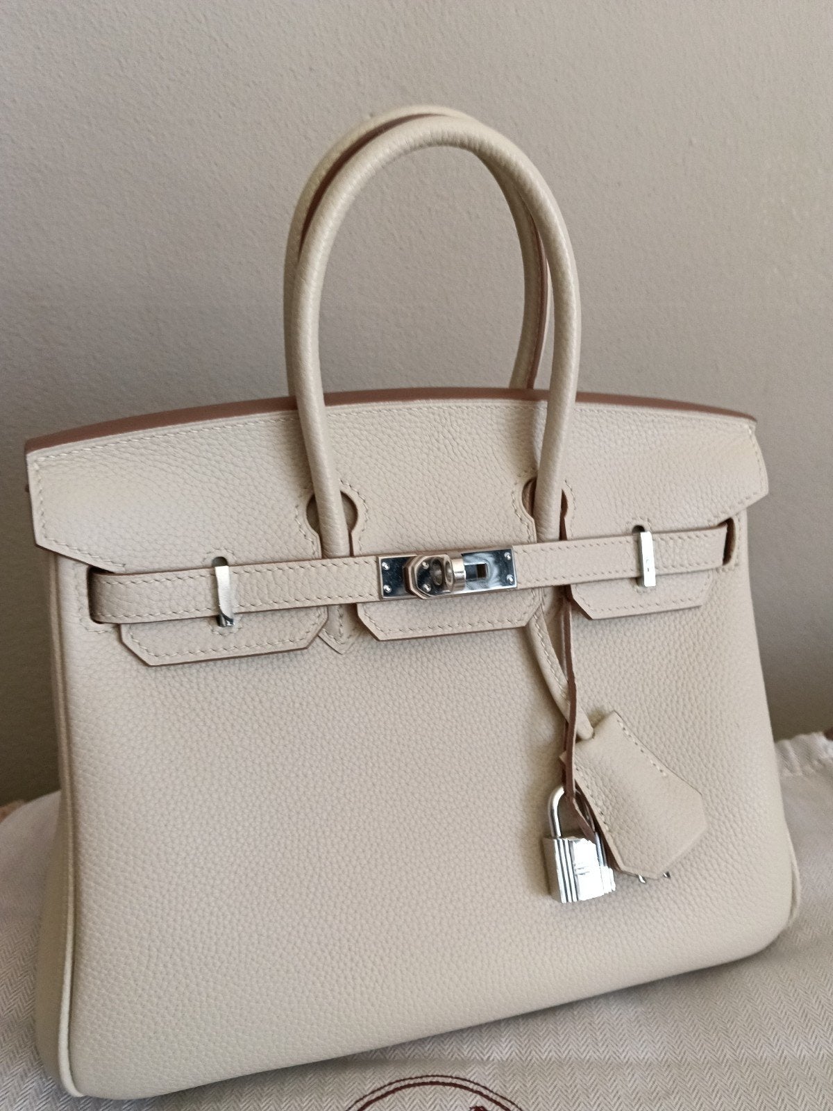 Hermès Birkin 25 Handtas Crème echt Leer  Nieuw, Ophalen of Verzenden, Zo goed als nieuw, Beige, Handtas