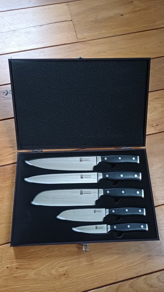 Seki Damascus, 5 delige messenset., Ophalen, Bestekset, Keukenmes, Nieuw