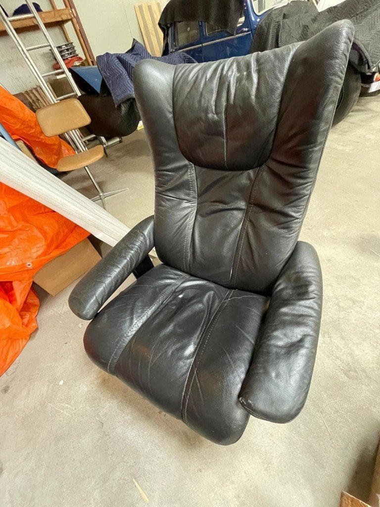 Zwarte leren relaxfauteuil