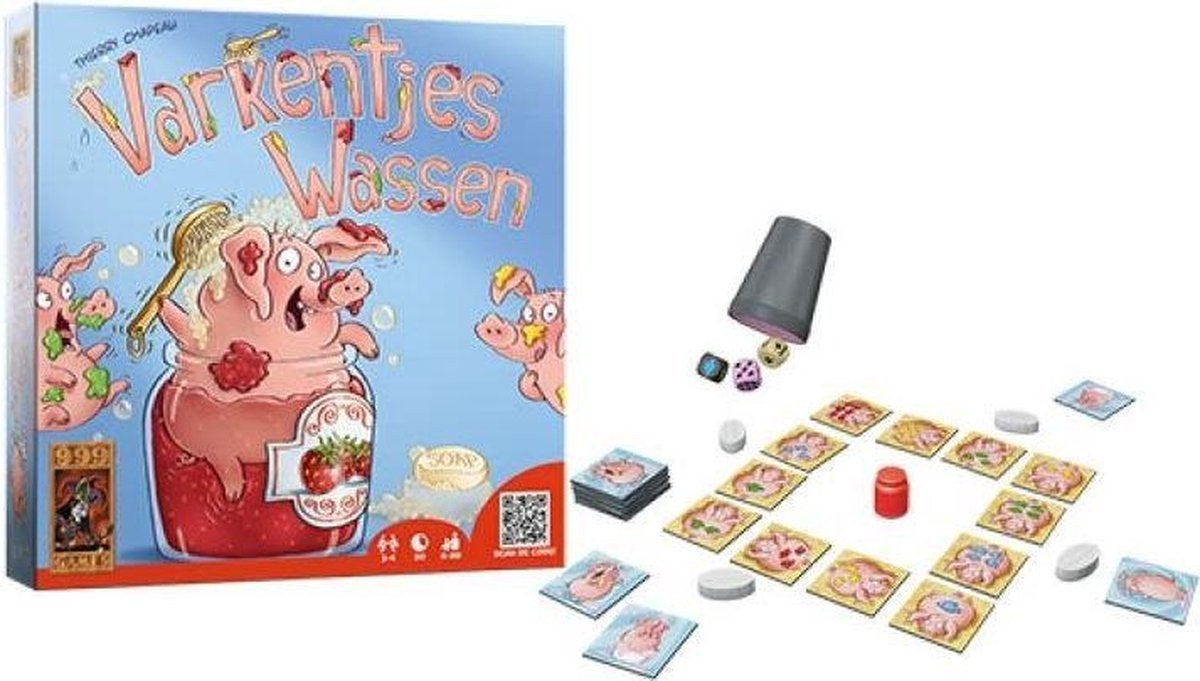 Varkentjes Wassen - Leuk familiespel voor de feestdagen, Drie of vier spelers, Ophalen of Verzenden, Zo goed als nieuw, THIERRY CHAPEAU