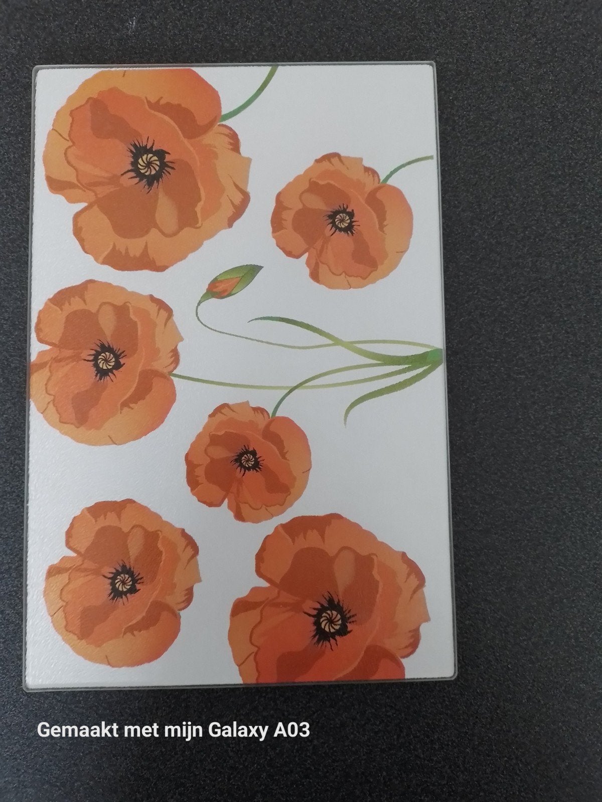 Glazen snijplank met oranje klaprozen 30x20cm - Nieuw, Glas, Snij-/serveerplank, Nieuw, Ophalen of Verzenden