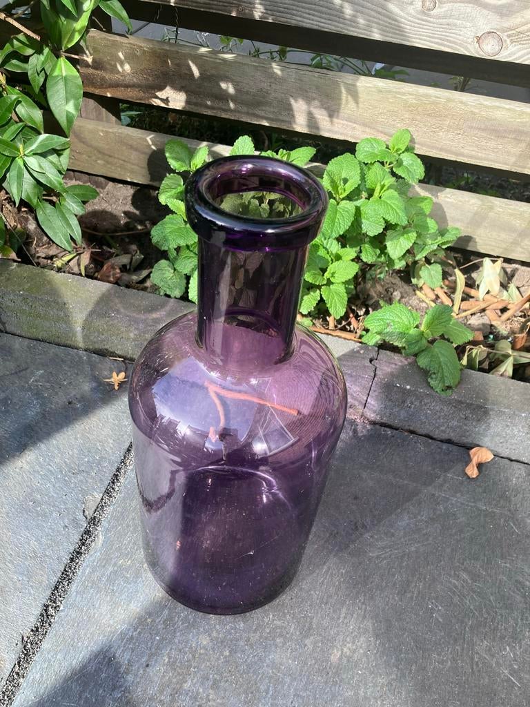 Paarse glazen vaas, Huis en Inrichting, Ophalen, Zo goed als nieuw, Overige kleuren, Glas