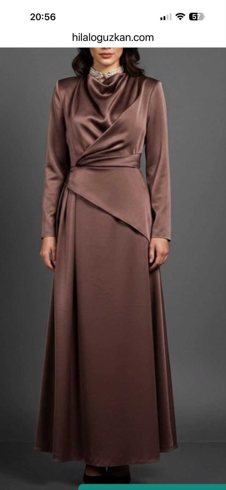 Hilal oguzkan avondjurk  Abiye, Kleding | Dames, Jurken, Bruin, Maat 42/44 (L), Ophalen of Verzenden, Zo goed als nieuw