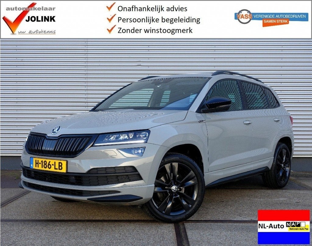 Skoda KAROQ 1.5 TSi ACT DSG7 Sportline Business I NL-Auto I, 4 cilinders, Bedrijf, 690 kg, Zilver of Grijs