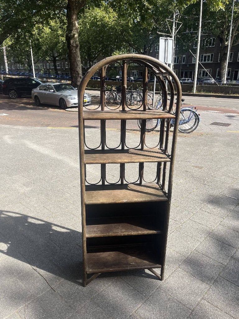 Vintage rotan boogkast, Huis en Inrichting, Ophalen, Gebruikt, Minder dan 150 cm, 150 tot 200 cm