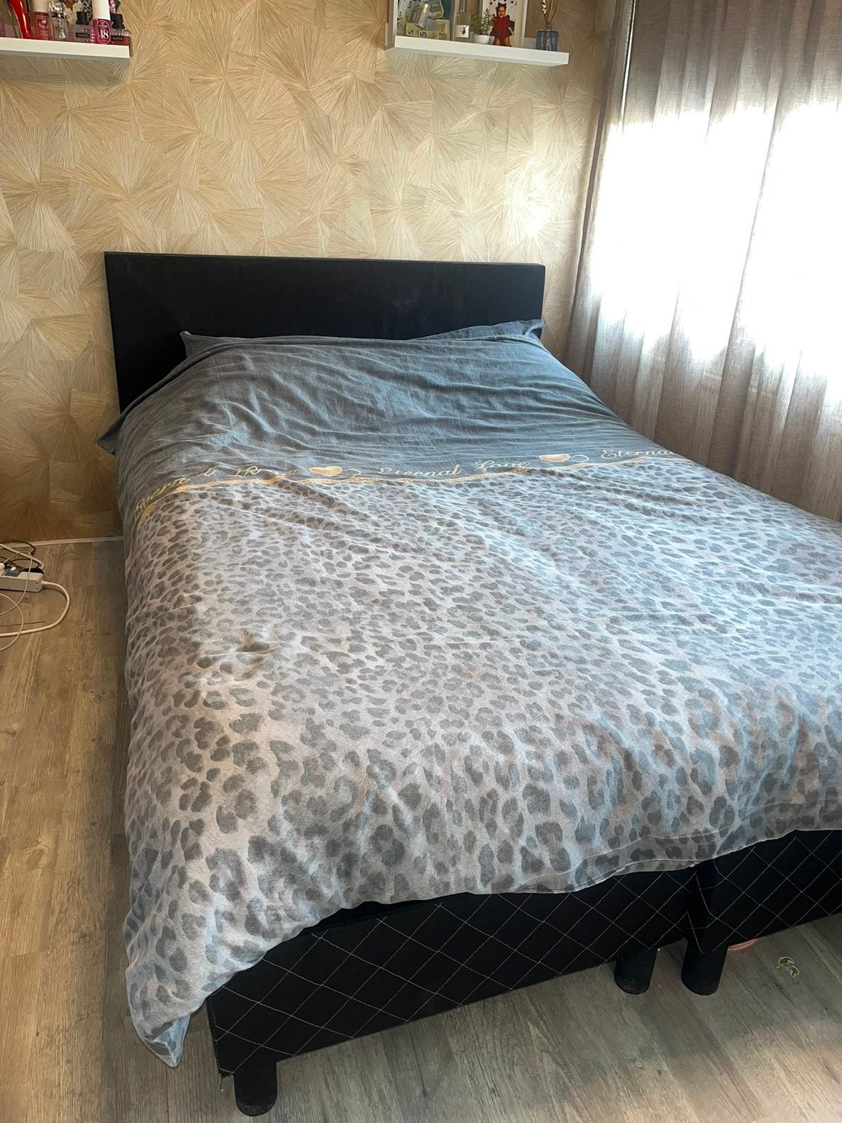 Boxspring 140x200, Ophalen, Zwart, Tweepersoons, 140 cm