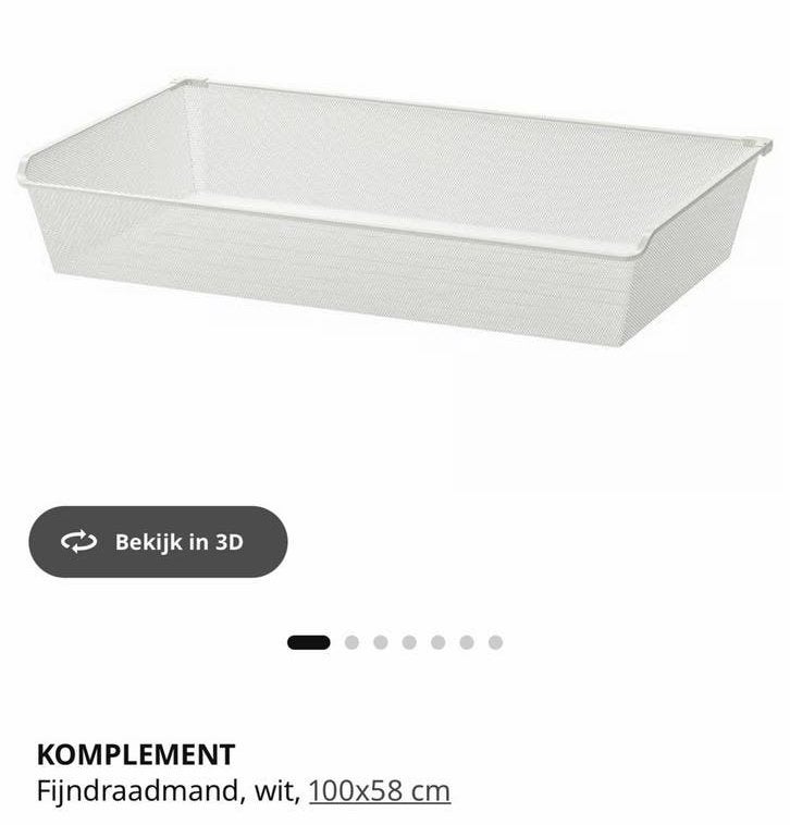 IKEA KOMPLEMENT Fijndraadmand wit 100x58 cm 2 stuks, Ophalen, 50 tot 100 cm, Zo goed als nieuw, Minder dan 100 cm