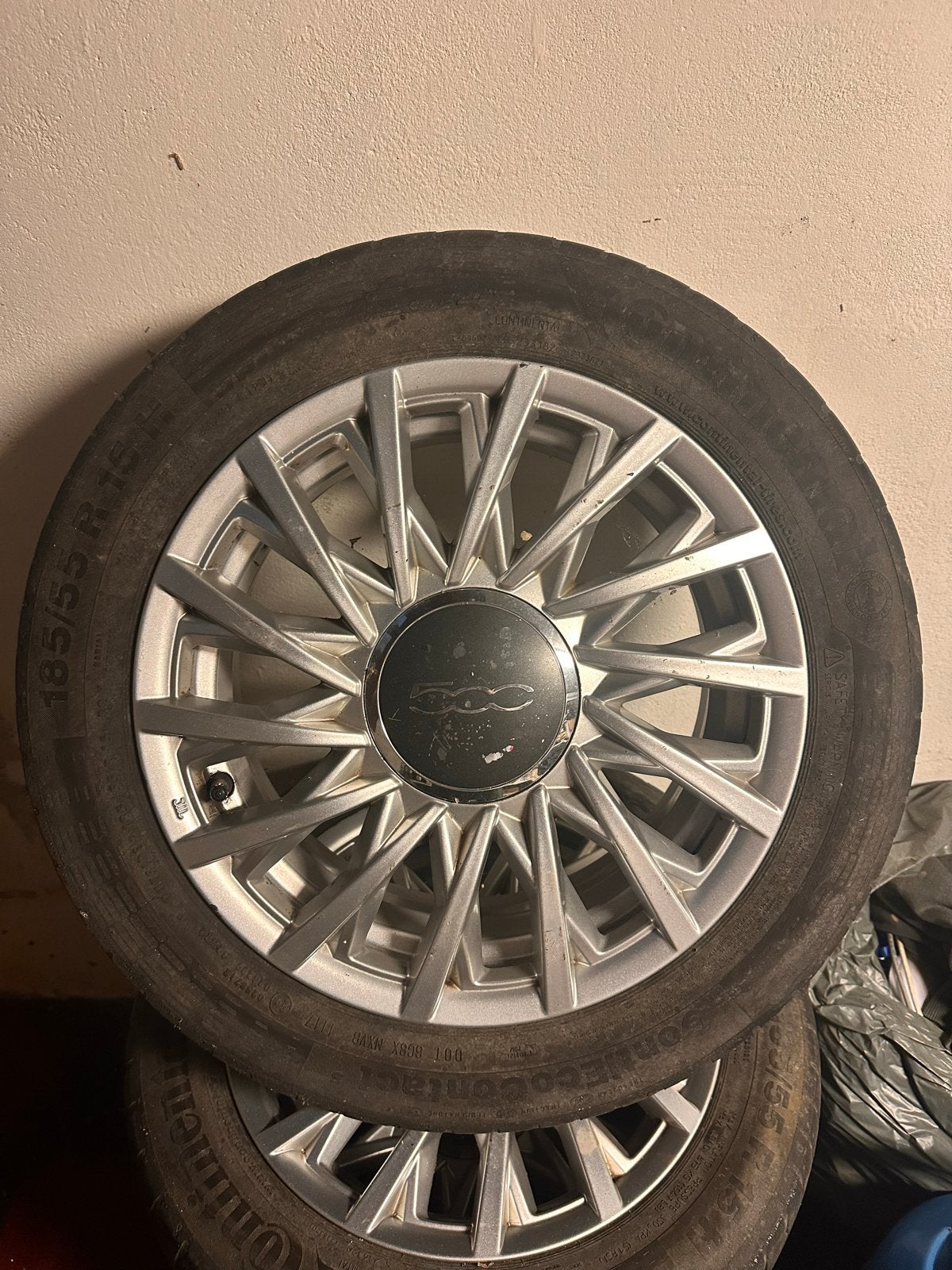 Fiat 500 velgen incl. 185/55 R15 banden, Ophalen, Gebruikt, 15 inch, Banden en Velgen