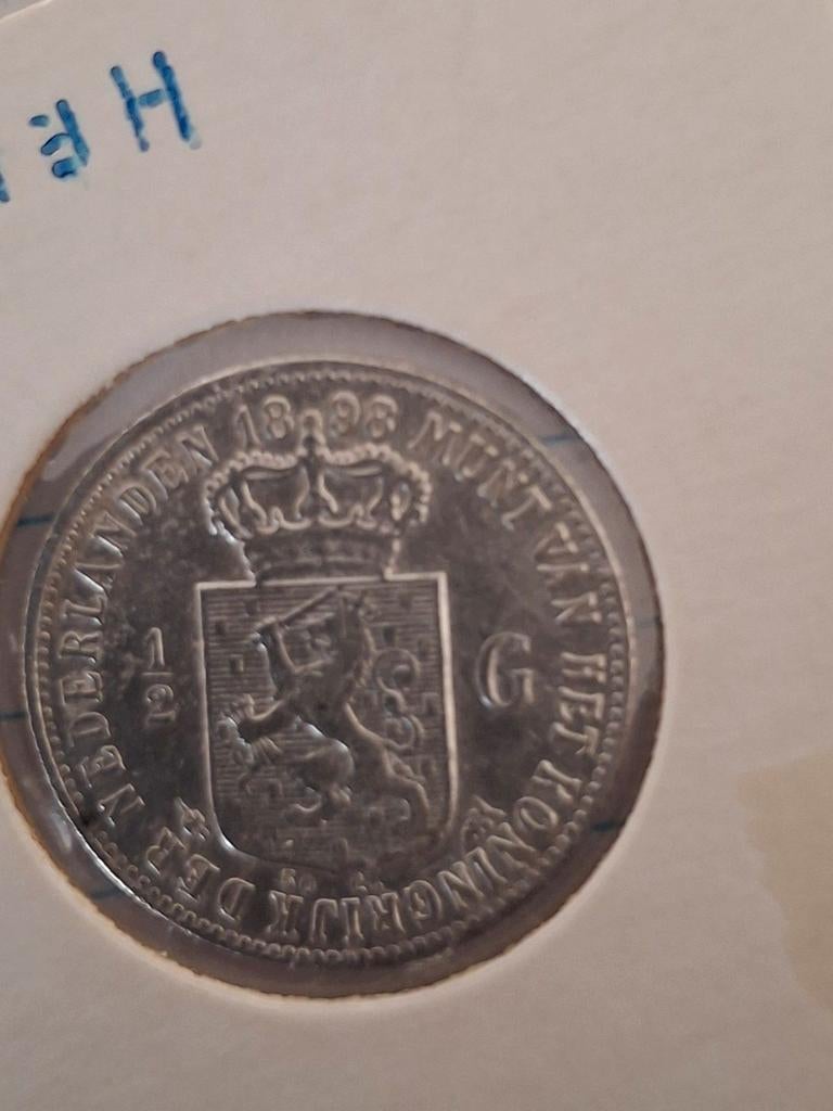 Munt halve gulden 1898 . Zilver. Koningin Wilhelmina, ½ gulden, Zilver, Ophalen of Verzenden, Koningin Wilhelmina