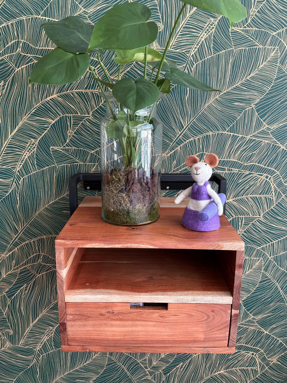 Wandkastje Mangohout met Stalen Frame, Ophalen, Gebruikt, Minder dan 45 cm, Minder dan 55 cm