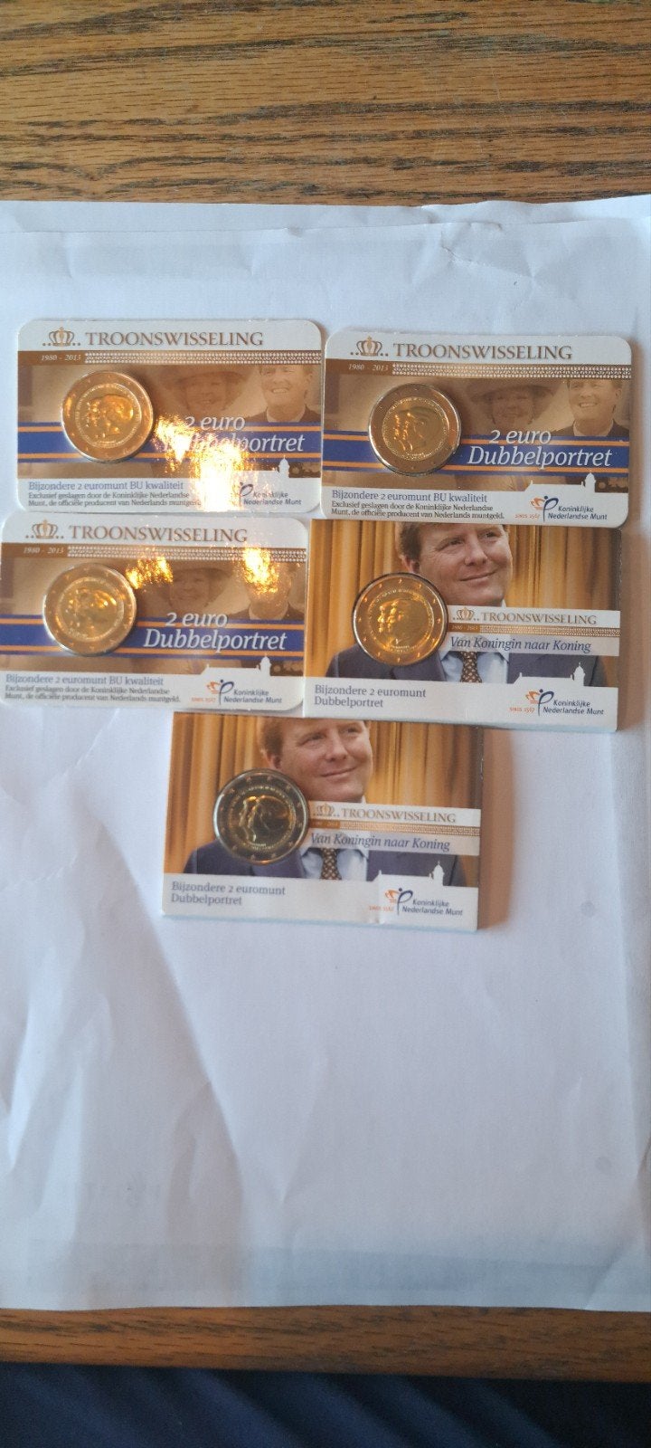 5x 2 Euro Dubbelportret Troonswisseling 2013, Ophalen of Verzenden, Koningin Beatrix, Euro's, Setje