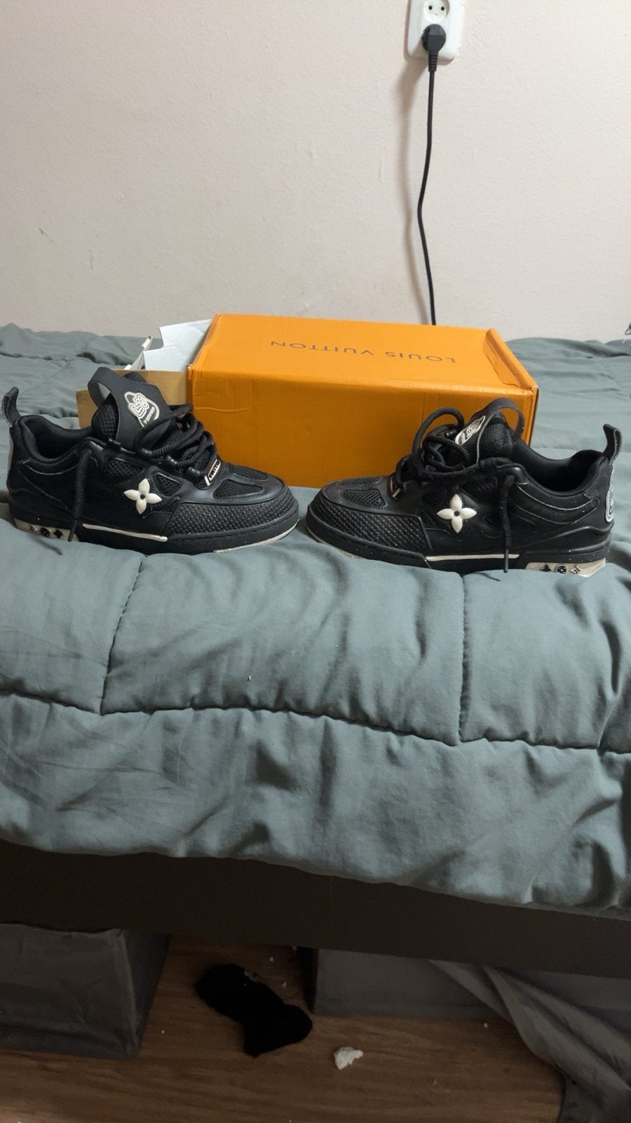 Louis Vuitton LV Trainer Sneakers Zwart Maat 40, Verzenden, Gedragen, Zwart, Sneakers of Gympen